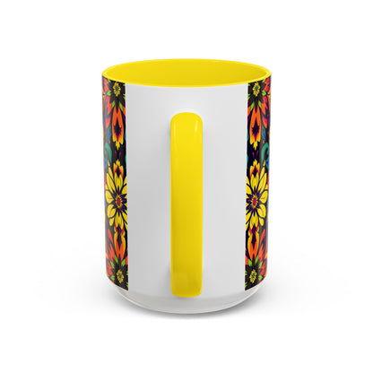 Accent Coffee Mug, Capricorn, Zodiac v4, Flower Pattern, (11, 15oz)