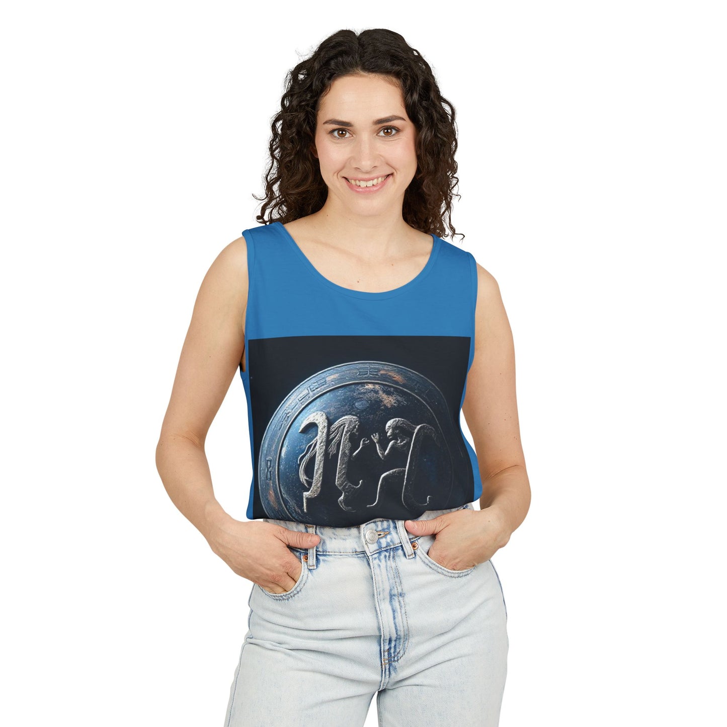 Unisex Garment-Dyed, Tank Top, Gemini Design, Space Symbol , 100% US cotton
