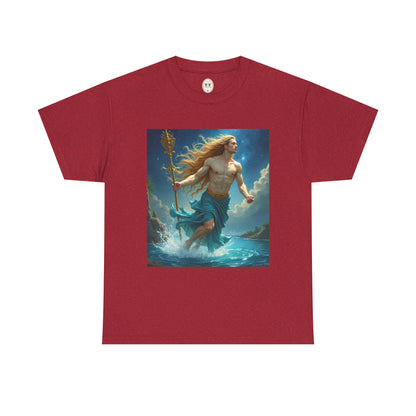 Unisex Heavy Cotton T-Shirt, Aquarius God 4v, Zodiac Design