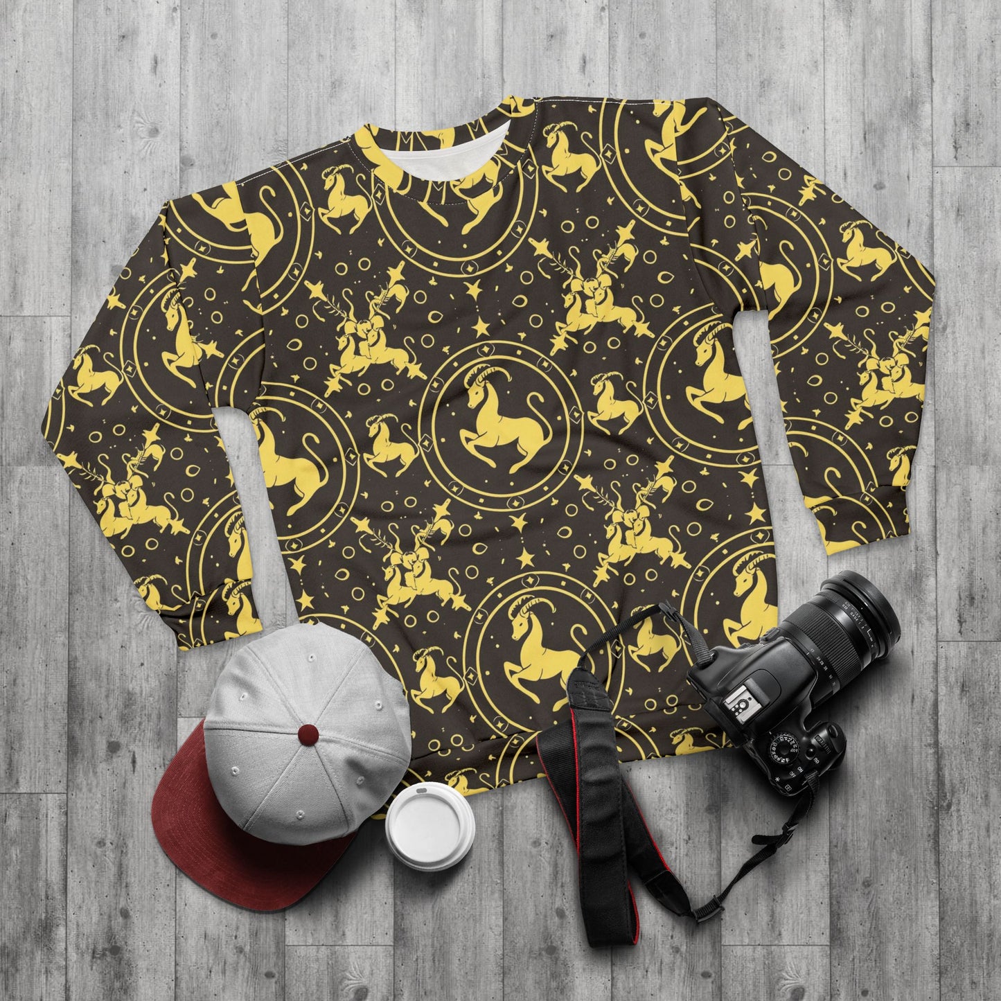 Unisex Sweatshirt, Zodiac Design, Pattern v1, Capricorn, AOP