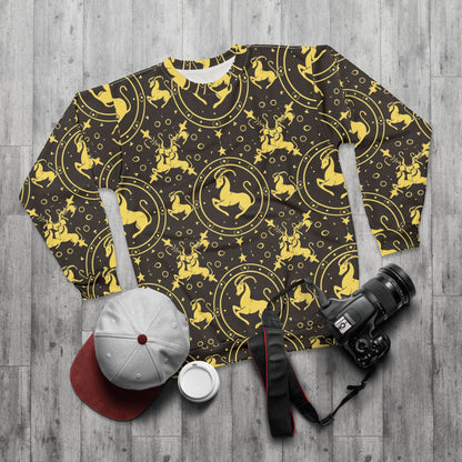 Unisex Sweatshirt, Zodiac Design, Pattern v1, Capricorn, AOP