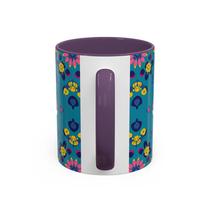 Accent Coffee Mug, Libra, Zodiac v2, Flower Pattern, (11, 15oz)