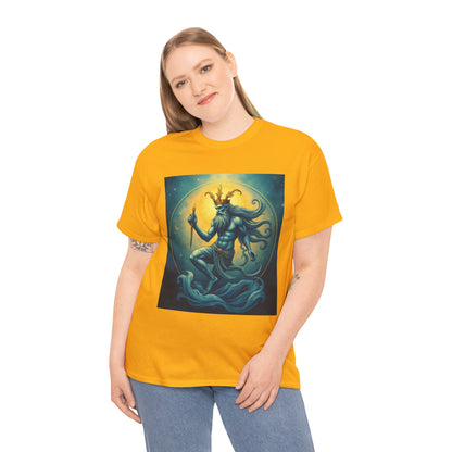 Unisex Heavy Cotton T-Shirt, Aquarius God, Zodiac Design
