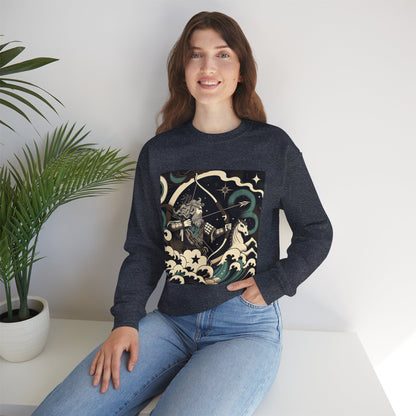 Unisex Heavy Blend™ Crewneck Sweatshirt, Man With Arrow Sagittarius Zodiac Design