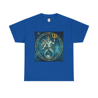 Unisex Heavy Cotton T-Shirt, Aquarius God 5v, Zodiac Design