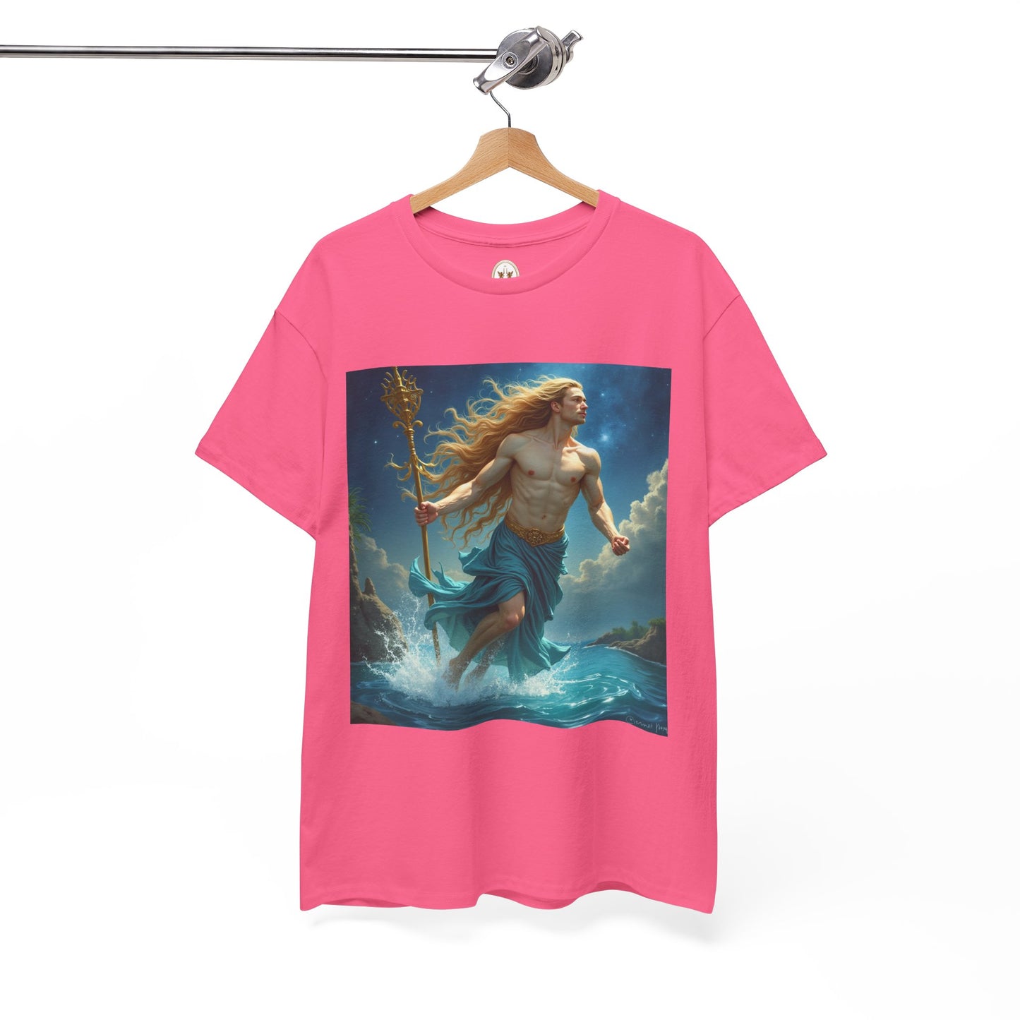 Unisex Heavy Cotton T-Shirt, Aquarius God 4v, Zodiac Design