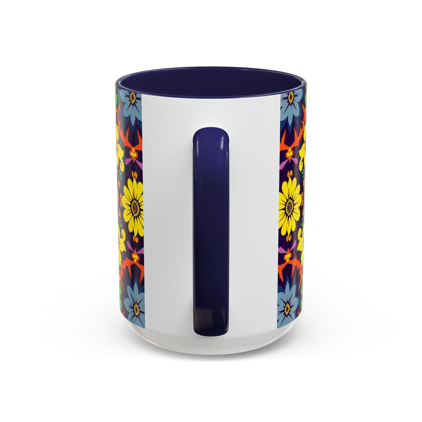 Accent Coffee Mug, Aquarius, Zodiac v1, Flower Pattern, (11, 15oz)