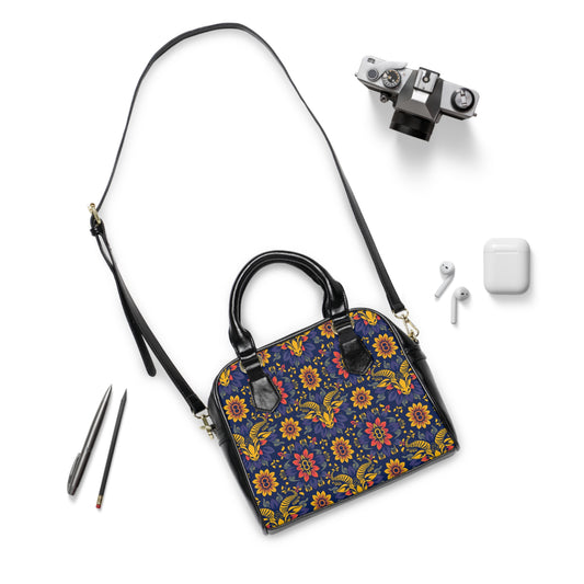 Shoulder Handbag, Taurus, Zodiac v1, Flower Pattern