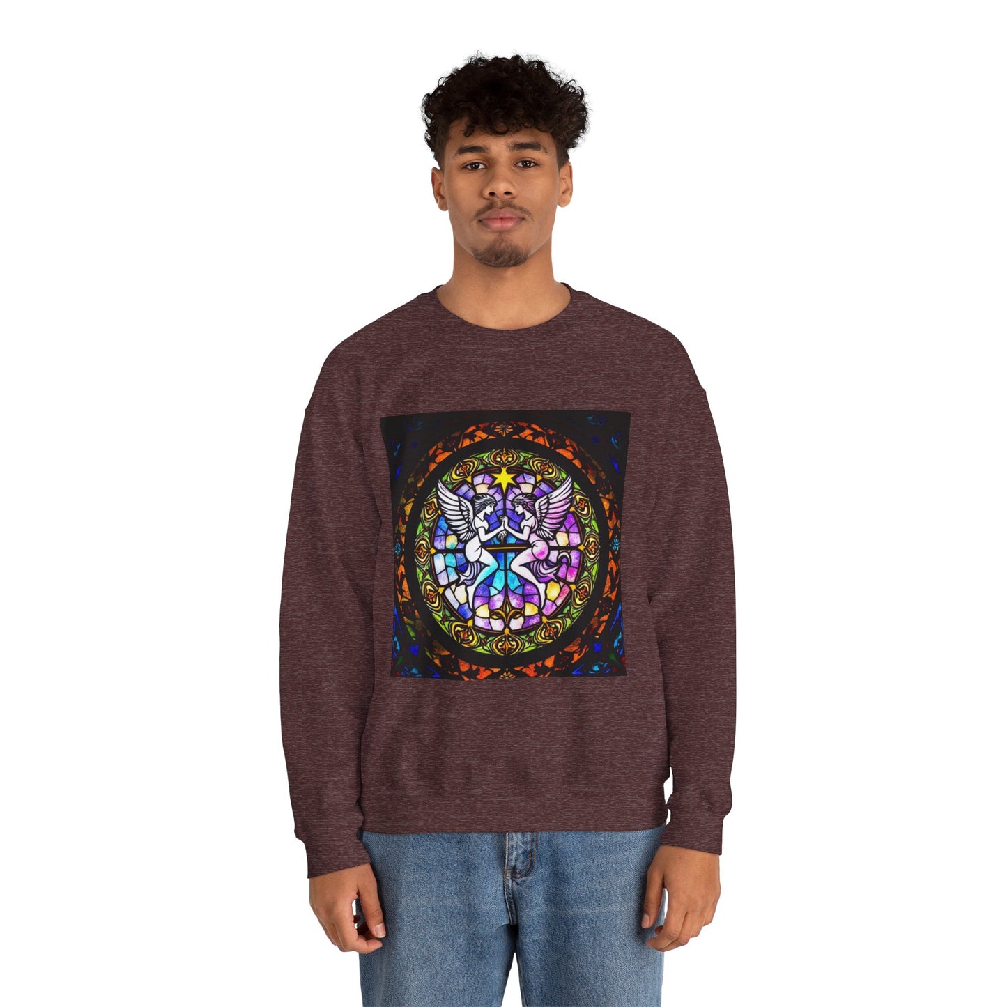 Unisex Heavy Blend™ Crewneck Sweatshirt, Glass 1, Gemini Zodiac Design