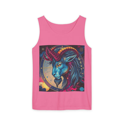 Unisex Garment-Dyed, Tank Top, Capricorn, Pop Art, 100% US cotton