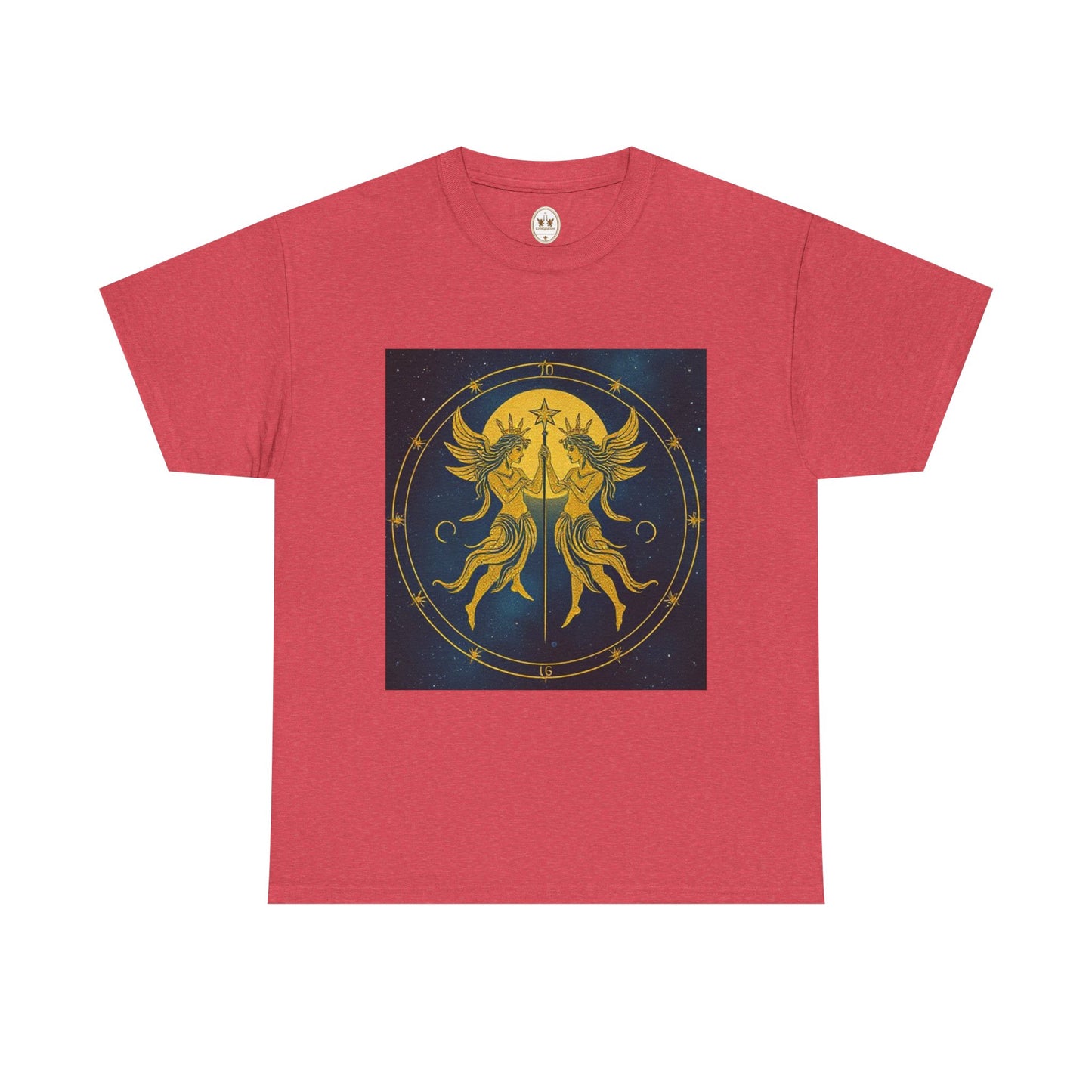 Unisex Heavy Cotton T-Shirt, Space Angel Twins v4, Gemini Zodiac Design
