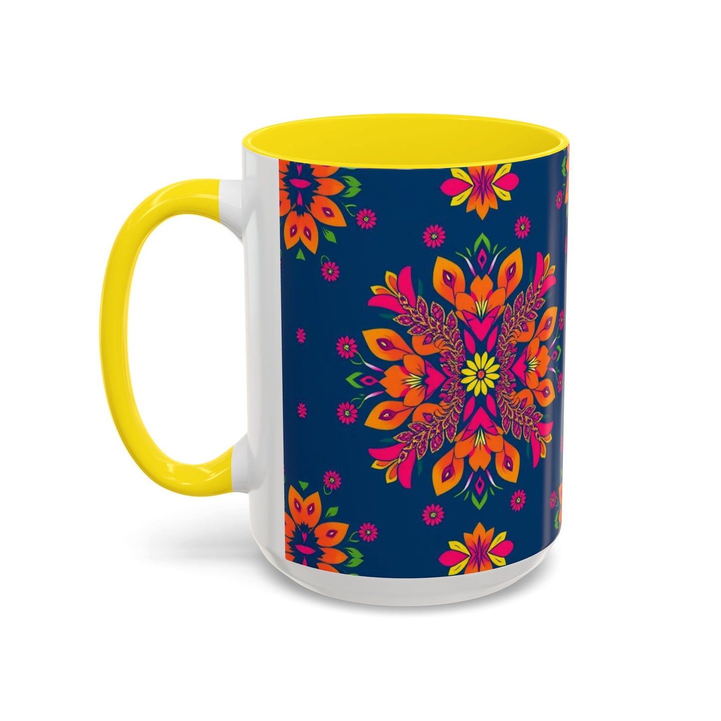 Accent Coffee Mug, Gemini, Zodiac v2, Flower Pattern, (11, 15oz)