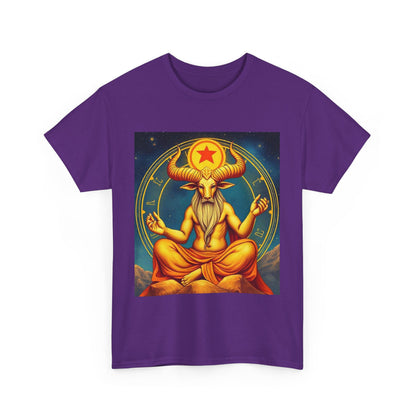 Unisex Heavy Cotton T-Shirt, Meditating Bull, Taurus Zodiac Design