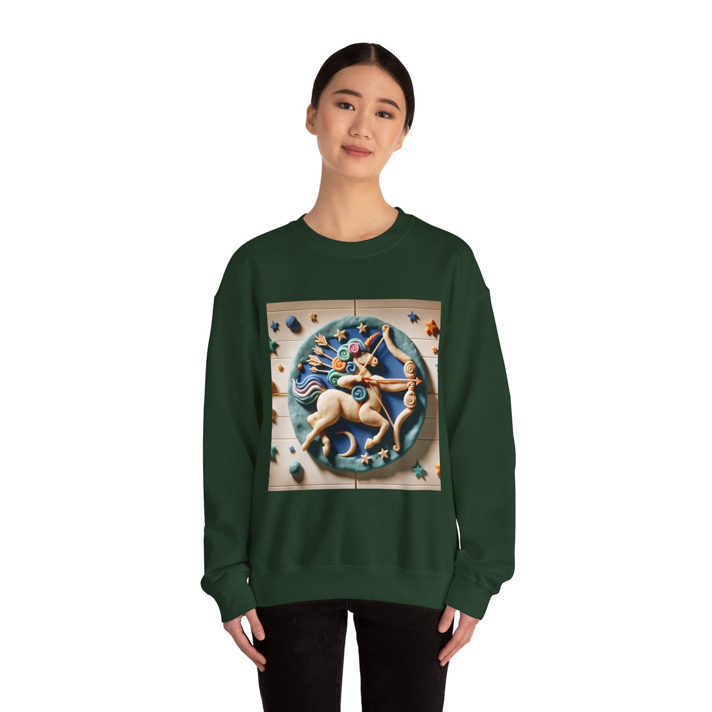 Unisex Heavy Blend™ Crewneck Sweatshirt, Colorful Horse, Sagittarius Zodiac Design