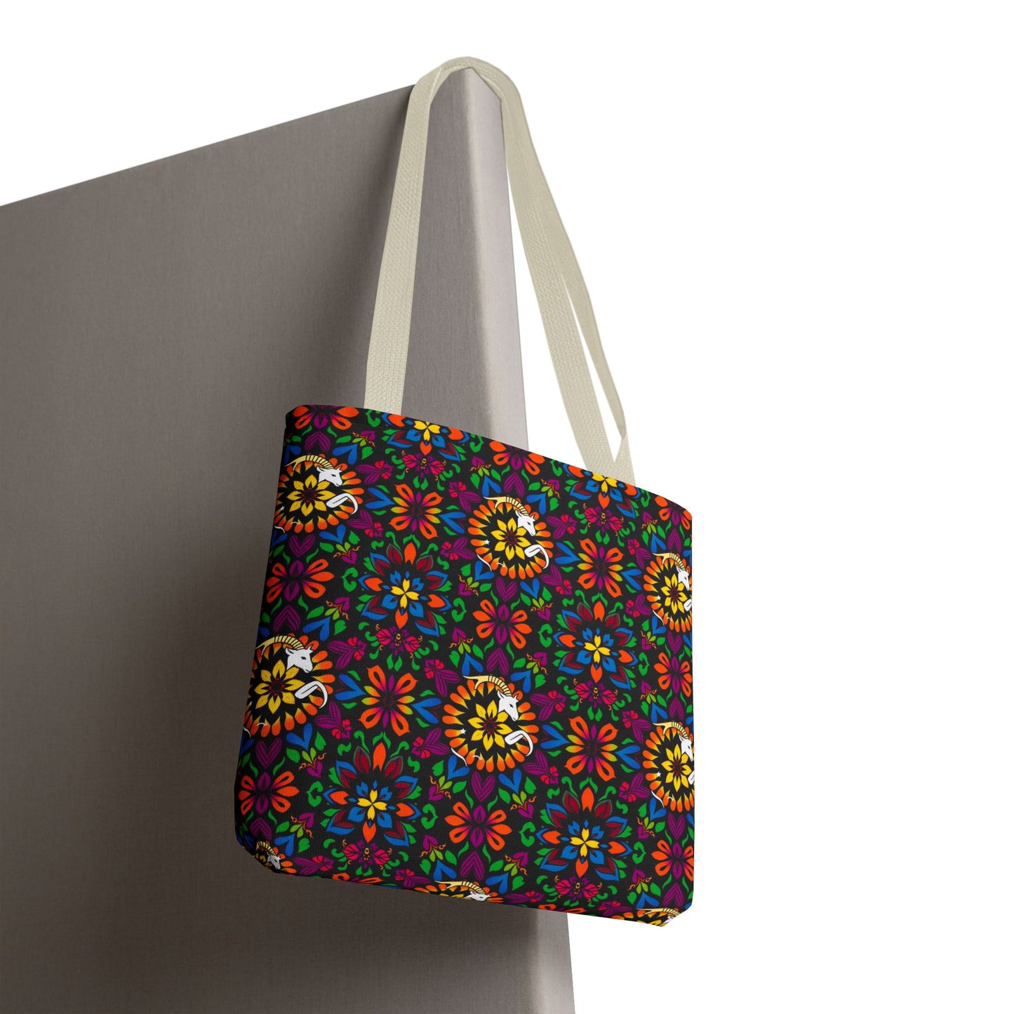 Tote Bag, (AOP), Capricorn, Zodiac v3, Flower Pattern