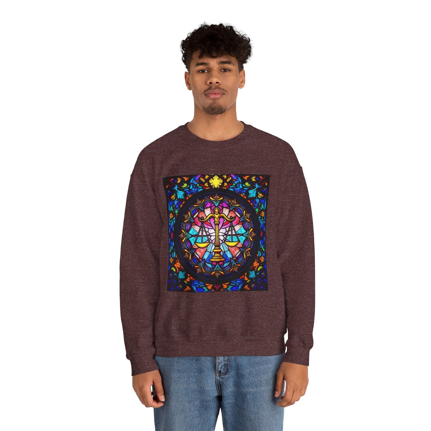 Unisex Heavy Blend™ Crewneck Sweatshirt, Glass 1, Libra Zodiac Design
