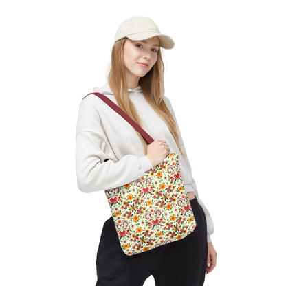 Tote Bag (AOP), Aries, Zodiac v2, Flower Pattern