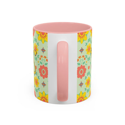 Accent Coffee Mug, Leo, Zodiac v2, Flower Pattern, (11, 15oz)