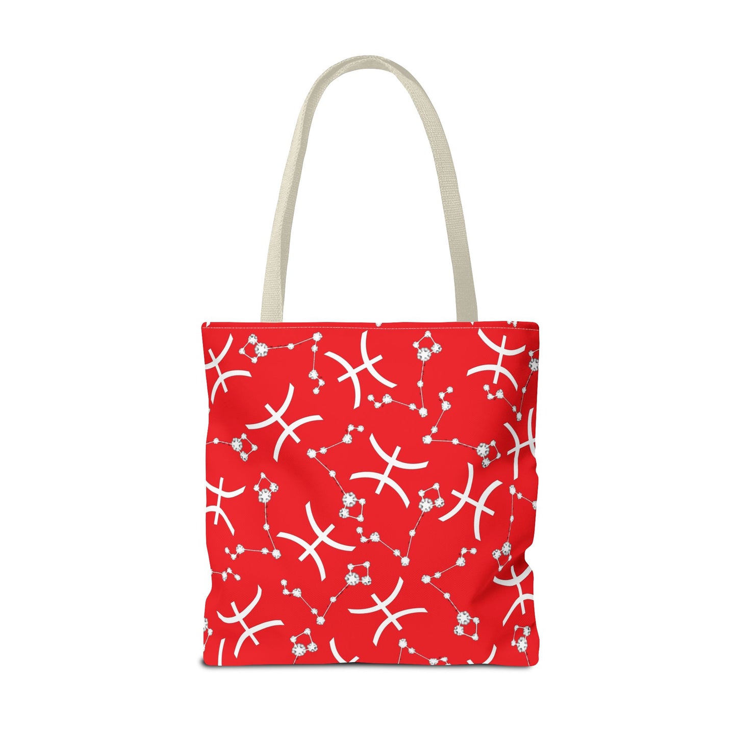 Tote Bag, Pisces Zodiac Sign, AOP, (Red, White)