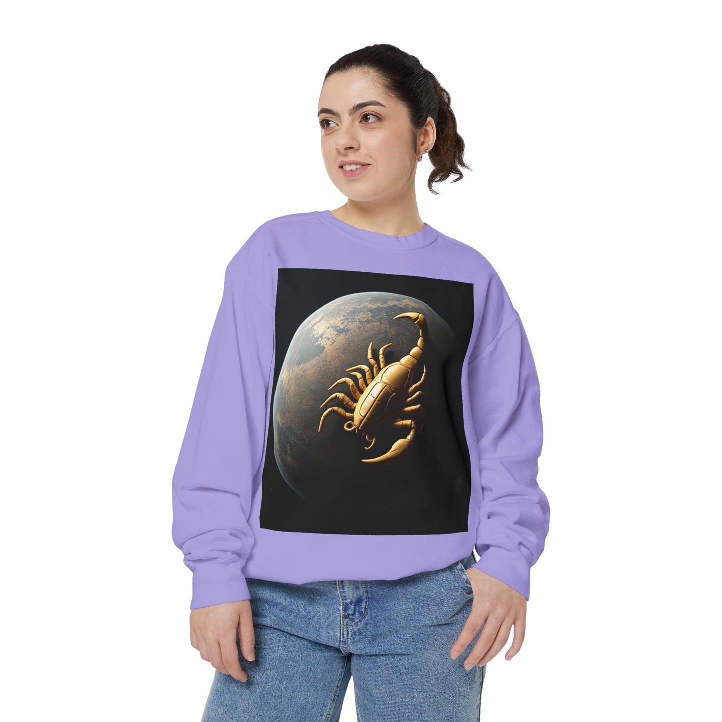 Garment-Dyed Sweatshirt, Unisex, Space Animal Design v1, Scorpio