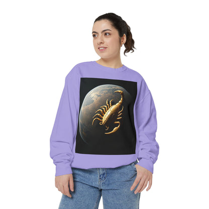 Garment-Dyed Sweatshirt, Unisex, Space Animal Design v1, Scorpio