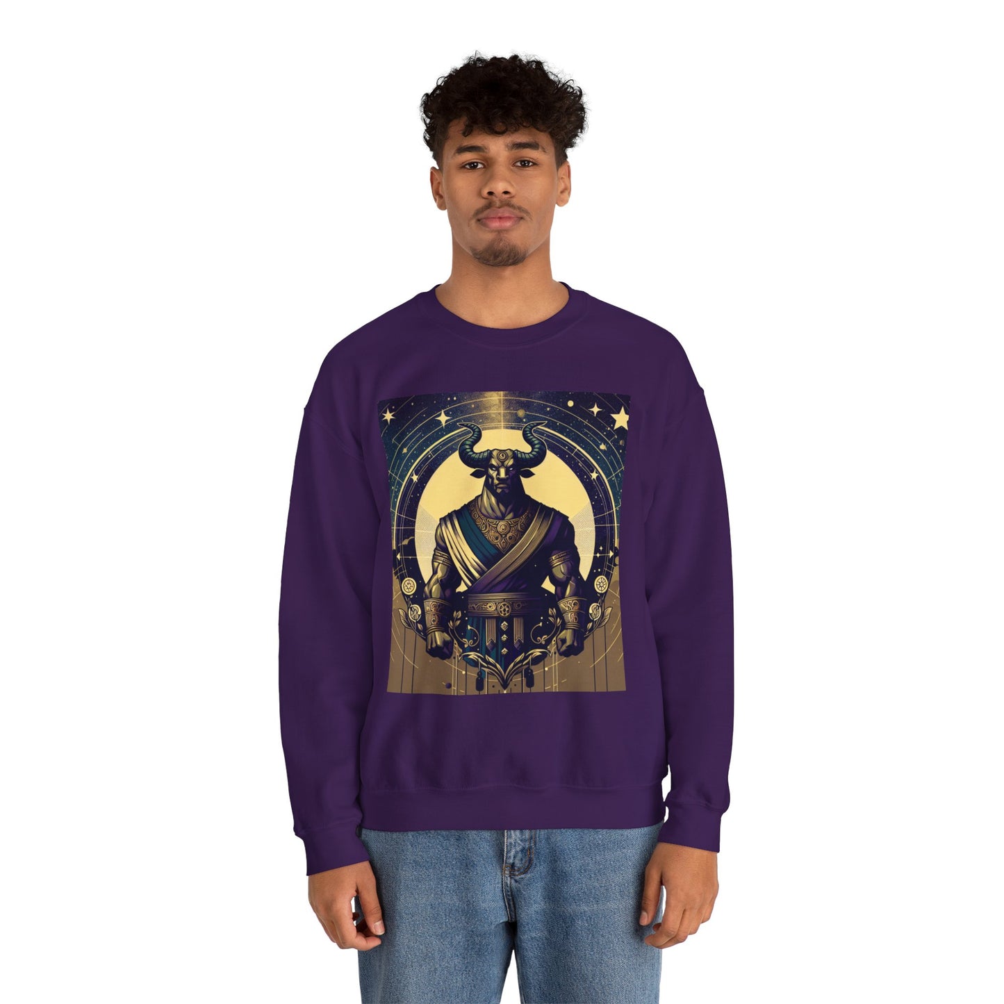 Unisex Heavy Blend™ Crewneck Sweatshirt, Minotaur, Taurus Zodiac Design
