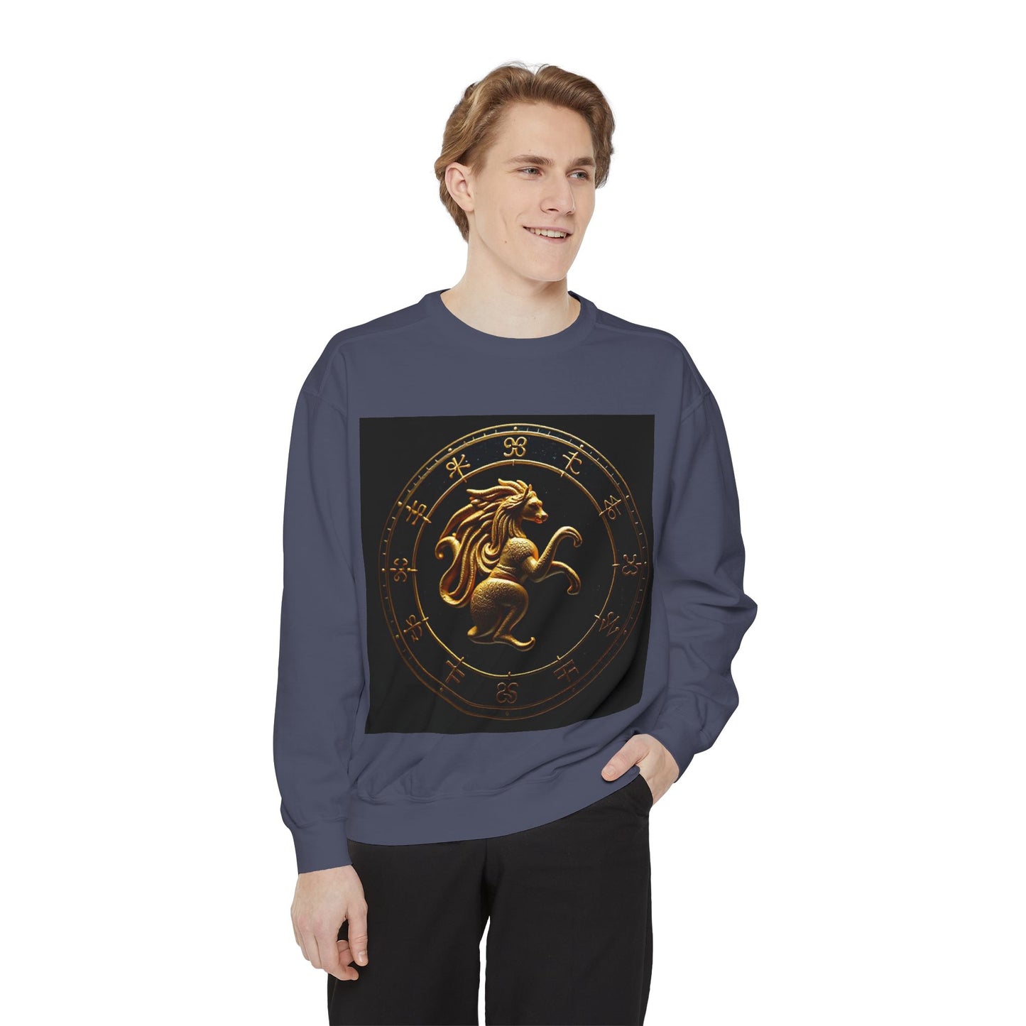 Garment-Dyed Sweatshirt, Unisex, Space Animal Design v1, Virgo