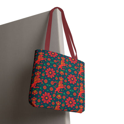 Tote Bag, (AOP), Leo, Zodiac v4, Flower Pattern