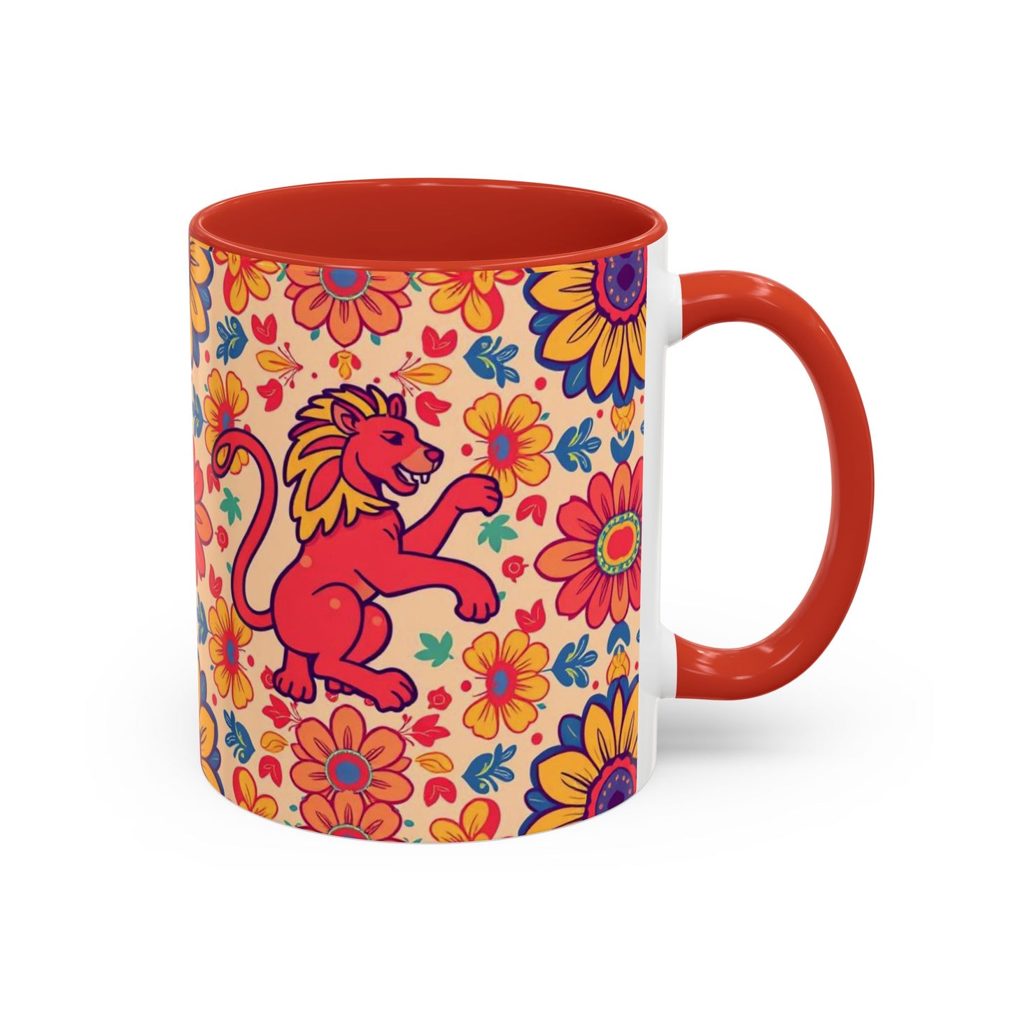 Accent Coffee Mug, Leo, Zodiac, Flower Pattern, (11, 15oz)