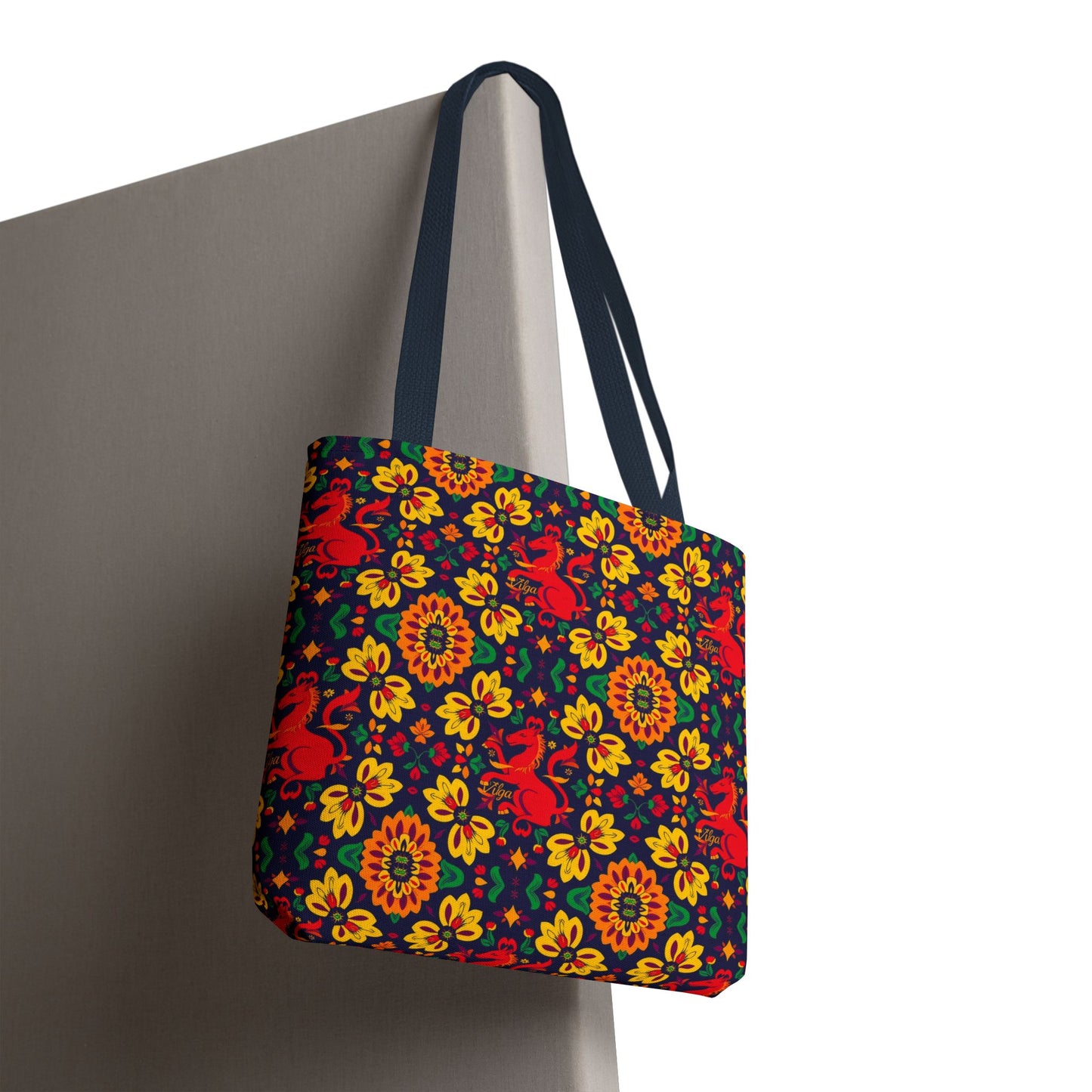 Tote Bag, (AOP), Virgo, Zodiac v4, Flower Pattern