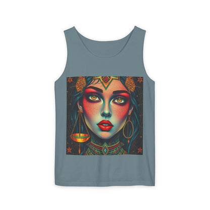 Unisex Garment-Dyed, Tank Top, Libra Design, Pop Art, 100% US cotton