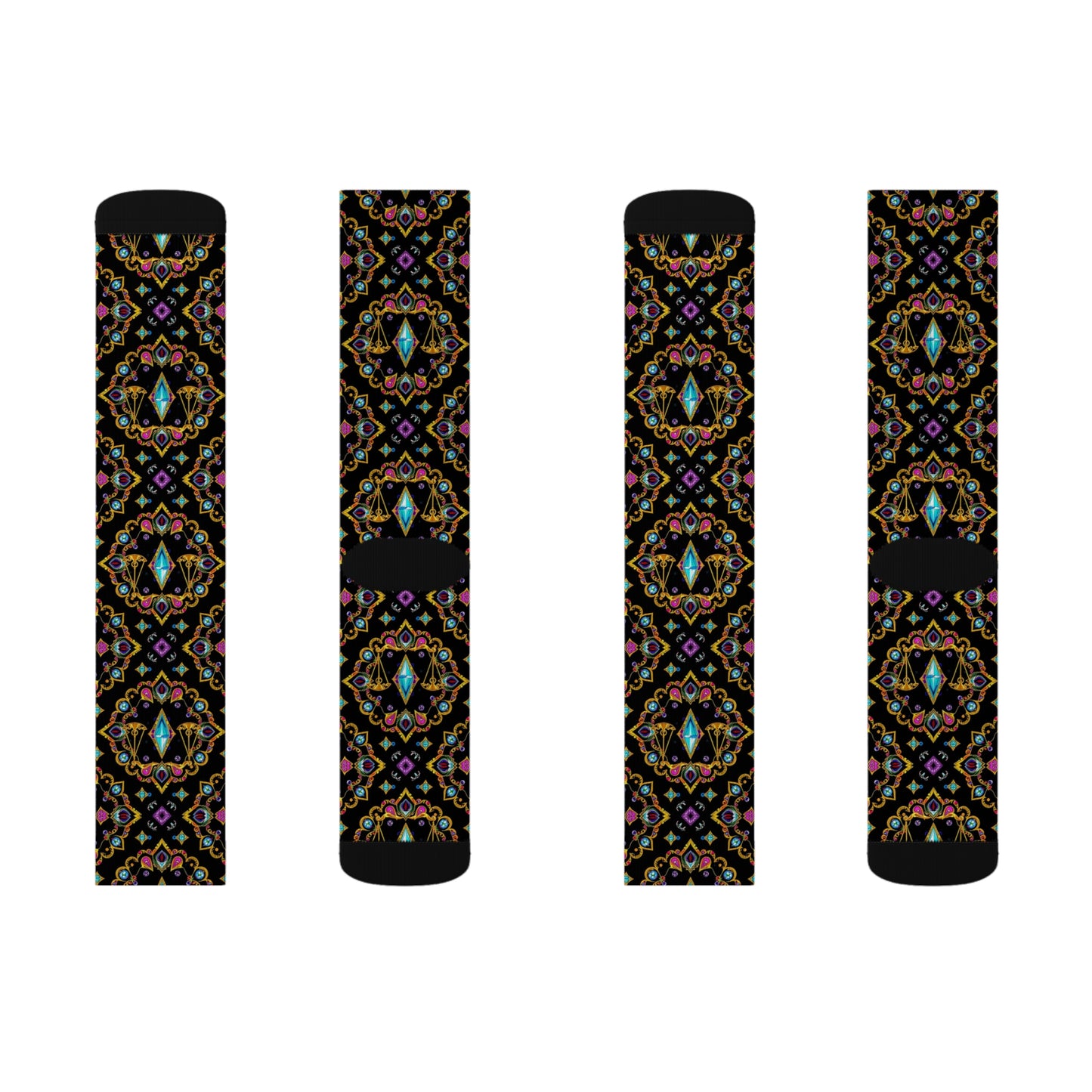 Sublimation Socks, Libra, Zodiac v3, Jewel Pattern
