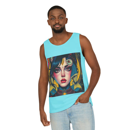 Unisex Garment-Dyed, Tank Top, Pisces Design, Pop Art, 100% US cotton