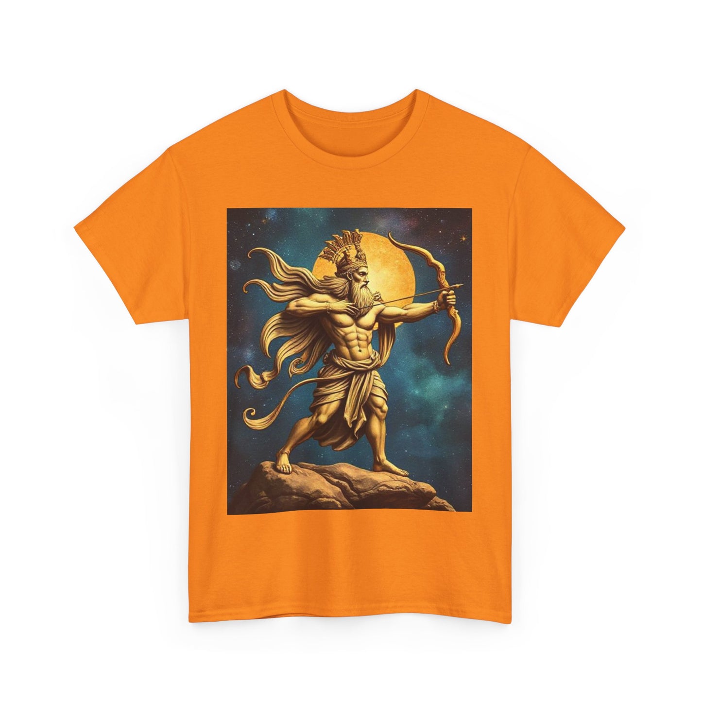 Unisex Heavy Cotton T-Shirt, Midnight Arrow, Sagittarius Zodiac Design