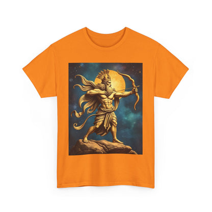 Unisex Heavy Cotton T-Shirt, Midnight Arrow, Sagittarius Zodiac Design