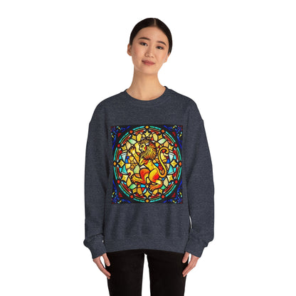 Unisex Heavy Blend™ Crewneck Sweatshirt, Glass 1, Leo Zodiac Design
