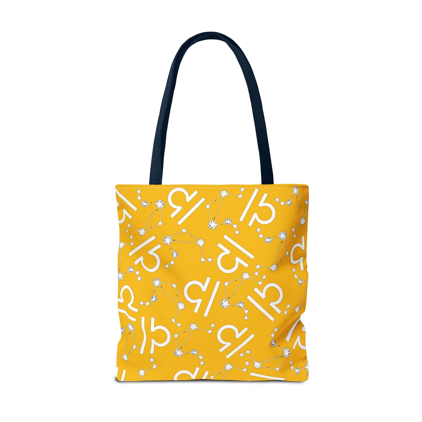 Tote Bag, Libra Zodiac Sign, AOP, (Yellow, White)