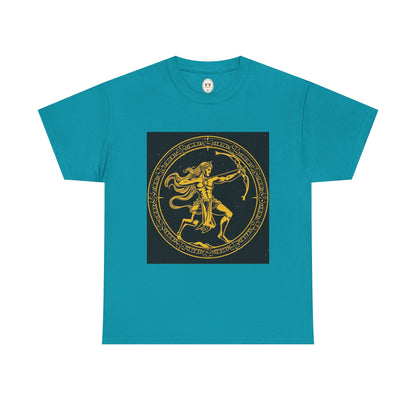 Unisex Heavy Cotton T-Shirt, Mythical Faun/Satyr v1, Sagittarius Zodiac Design