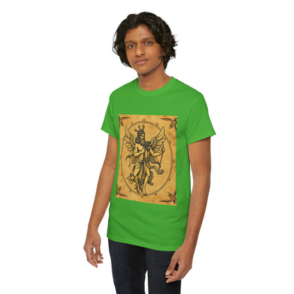 Unisex Heavy Cotton T-Shirt, Pencil Art v1, Gemini Zodiac Design