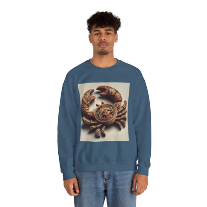 Unisex Heavy Blend™ Crewneck Sweatshirt, Crab Artifact, Cancer Zodiac Design