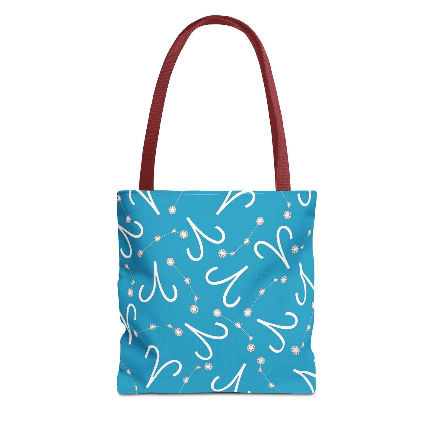 Tote Bag, Aries Zodiac Sign, AOP, (Turquoise, White)