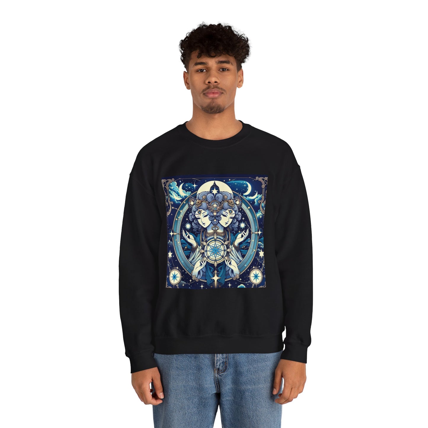 Unisex Heavy Blend™ Crewneck Sweatshirt,Twin Body, Gemini Zodiac Design