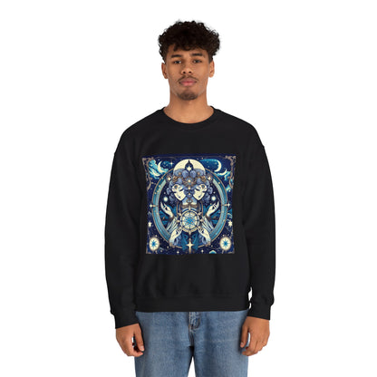Unisex Heavy Blend™ Crewneck Sweatshirt,Twin Body, Gemini Zodiac Design
