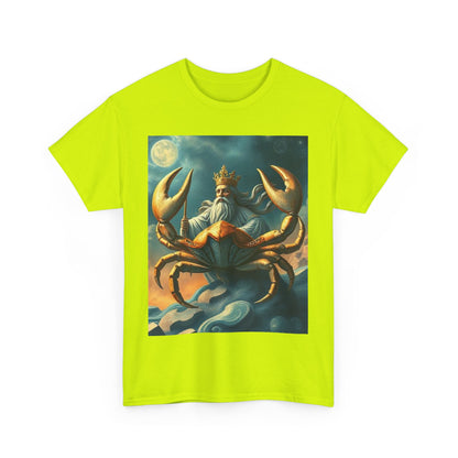 Unisex Heavy Cotton T-Shirt, Crustacean King v1, Cancer Zodiac Design
