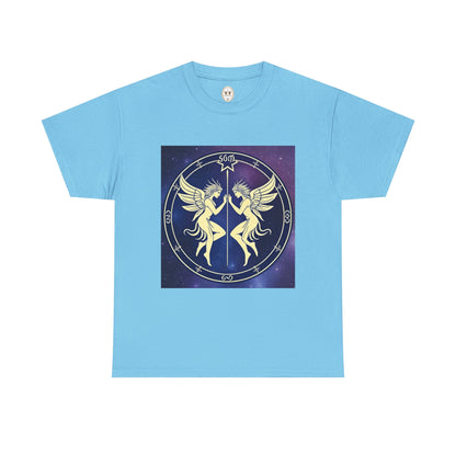 Unisex Heavy Cotton T-Shirt, Space Angel Twins v1, Gemini Zodiac Design