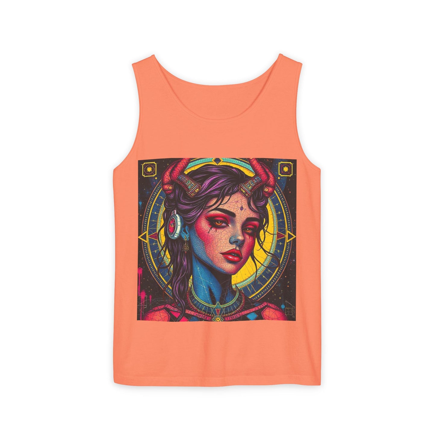Unisex Garment-Dyed, Tank Top, Scorpio Design, Pop Art, 100% US cotton