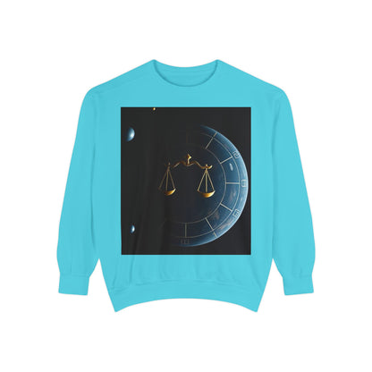 Garment-Dyed Sweatshirt, Unisex, Space Animal Design v1, Libra