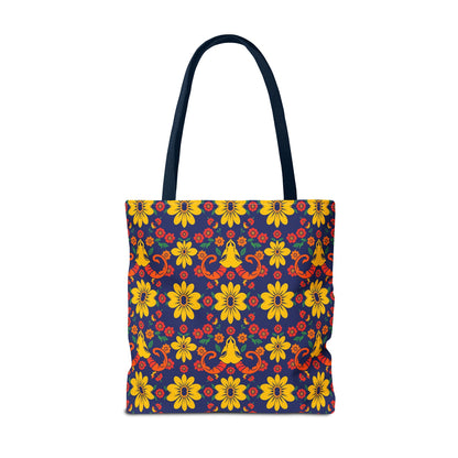 Tote Bag, (AOP), Aries, Zodiac v5, Flower Pattern