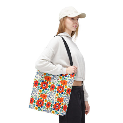 Tote Bag, (AOP), Virgo, Zodiac v1, Flower Pattern