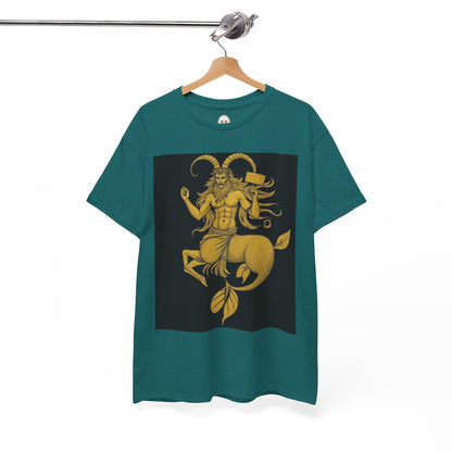 Unisex Heavy Cotton T-Shirt, Capricorn God, Zodiac Design